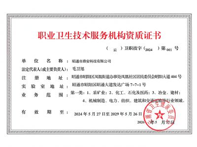職業(yè)衛(wèi)生技術(shù)服務(wù)機(jī)構(gòu)資質(zhì)證書